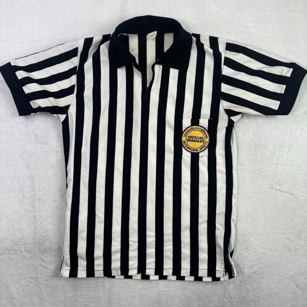 VTG Southern Athletic UCB Berkeley Intramural Sports Striped Referee Shirt Men L